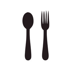 Black and White Fork and Spoon Vector-Symbol for Restaurant