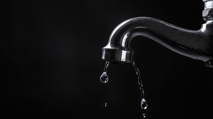 Water Outage. Three-Dimensional Water Tap with Abstract Water Drop Sign