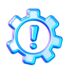 Obraz premium Gear icon with a blue triangular exclamation mark