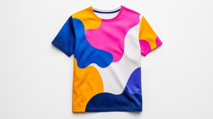 Colorful Abstract Pattern Short Sleeve T-Shirt on White Background
