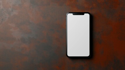 Smartphone mockup with blank screen lying on textured surface