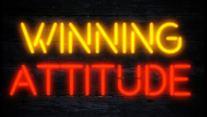 winning attitude motivational neon effect business sign