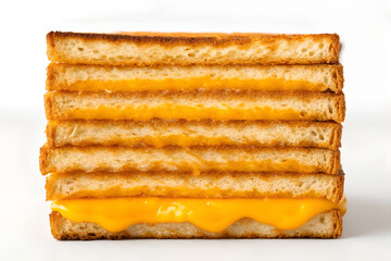 Fototapeta premium A stack of five gourmet grilled cheese sandwiches with melted cheese oozing out