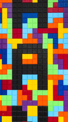 Colorful Pixel Art Letter A On Black Background, Indoors, Daylight, Modern Design Concept, Creative Branding, Children's Decor, High Visual Appeal, Educational Use, Artistic Expression
