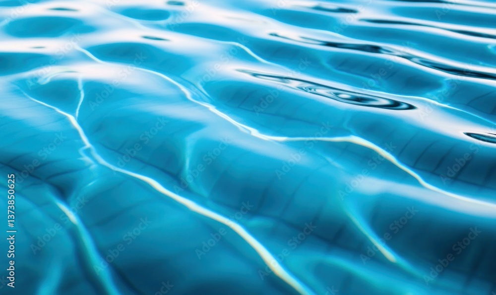 Poster sunlight creates shimmering patterns on the tranquil surface of clear blue water in a pool.