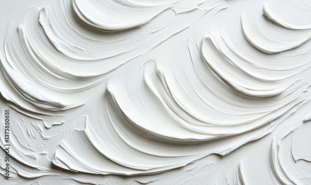 Poster the texture of white paint strokes creates a wavy pattern on a canvas, ideal for abstract background