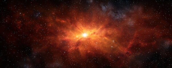 Naklejka premium Stellar Formation Theories concept. Bright cosmic explosion surrounded by stars and space dust.