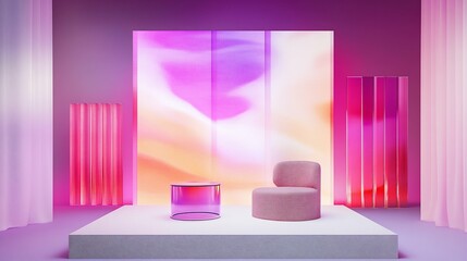 Pink Modern Display Suitable for Marketing Material