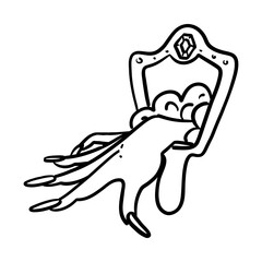 witch's hand comes out of the mirror in a doodle style. magic of the portal. Suitable for horror, fantasy, and mystery projects. Halloween. For design of books, games, and materials related to magic