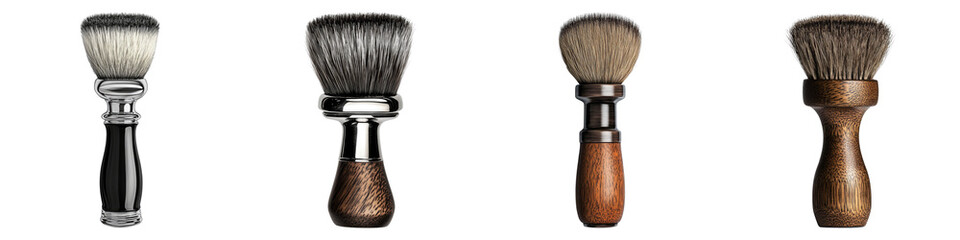 Barber brush isolated on transparent background. PNG , Set of