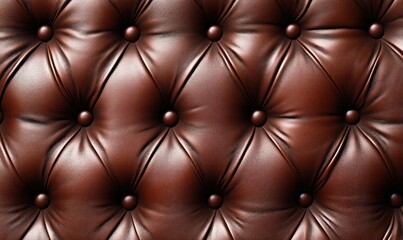 Fototapeta premium A luxurious brown leather tufted upholstery showcases a classic and refined design element.