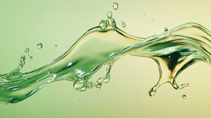Plusk wody w zielono złotym odcieniu, tło generative ai 