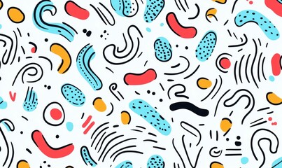 A vibrant abstract pattern with organic shapes creates a playful and modern design.