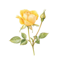 Obraz premium Yellow rose isolated on a white background, png