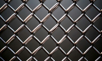 Close-up of a chain-link fence creates a strong barrier with its metallic, interwoven design.