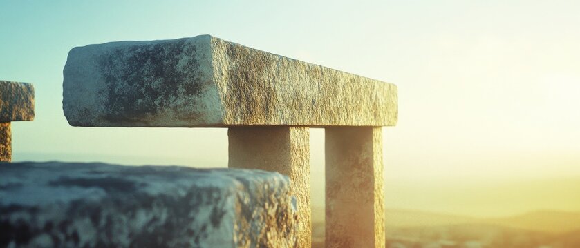 Ancient stone structures bathed in warm, golden light evoke a timeless connection to a distant past and enduring craftsmanship.