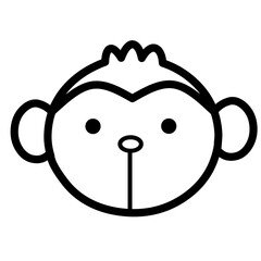 A Simple and Minimalist Black Line Art of a Cute monkey Head with Big Eyes