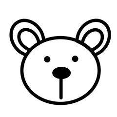 A Simple and Minimalist Black Line Art of a Cute Bear Head with Round Ears