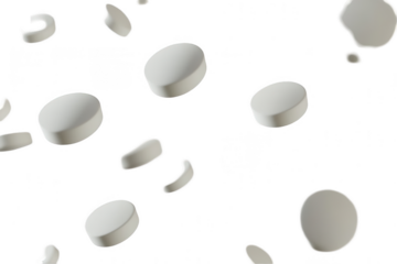 White pills falling down on a white background, seamless pattern, png