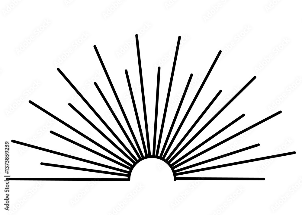 Poster sunburst firework explosion. retro hand drawn sparkle. bursting or light rays, linear drawing. trend