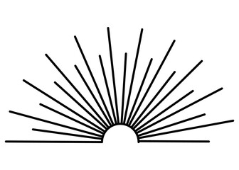 Sunburst firework explosion. Retro hand drawn sparkle. Bursting or light rays, linear drawing. trendy hand drawn retro isolated design element