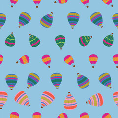 Obraz premium Fun Colorful Hot Air Balloons Vector Seamless Pattern