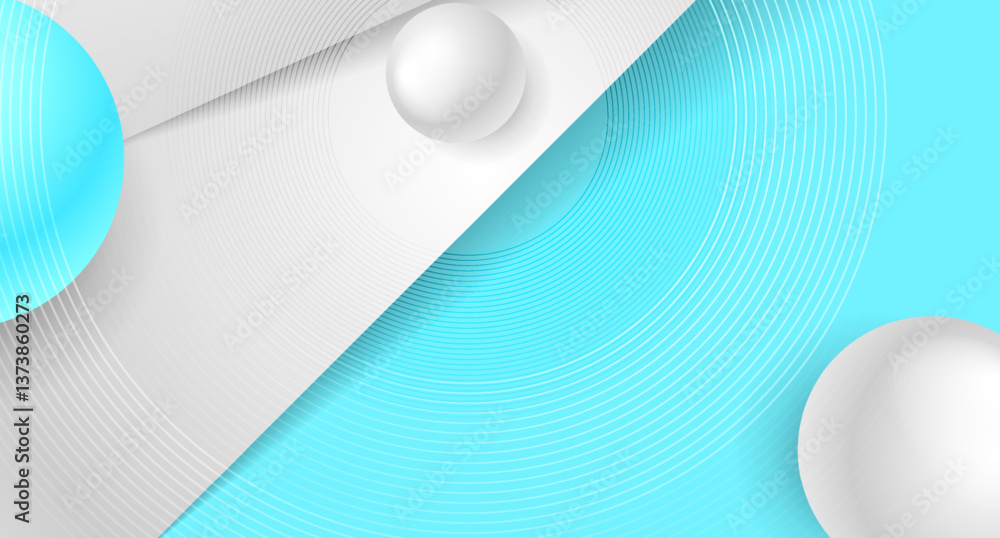 Leinwandbilder grey blue minimal abstract geometric background with 3d spheres. vector technology design