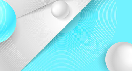 Grey blue minimal abstract geometric background with 3d spheres. Vector technology design