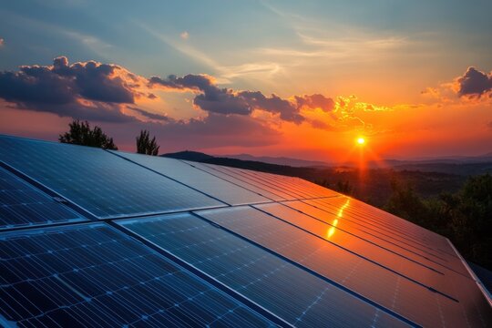 Zonnepanelen: Inducing Sustainable Energy and Durability at Sunset with Cloudy Sky