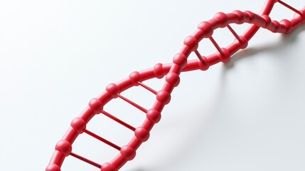 Successful project management timeline concept. DNA strand with red components against a white background.
