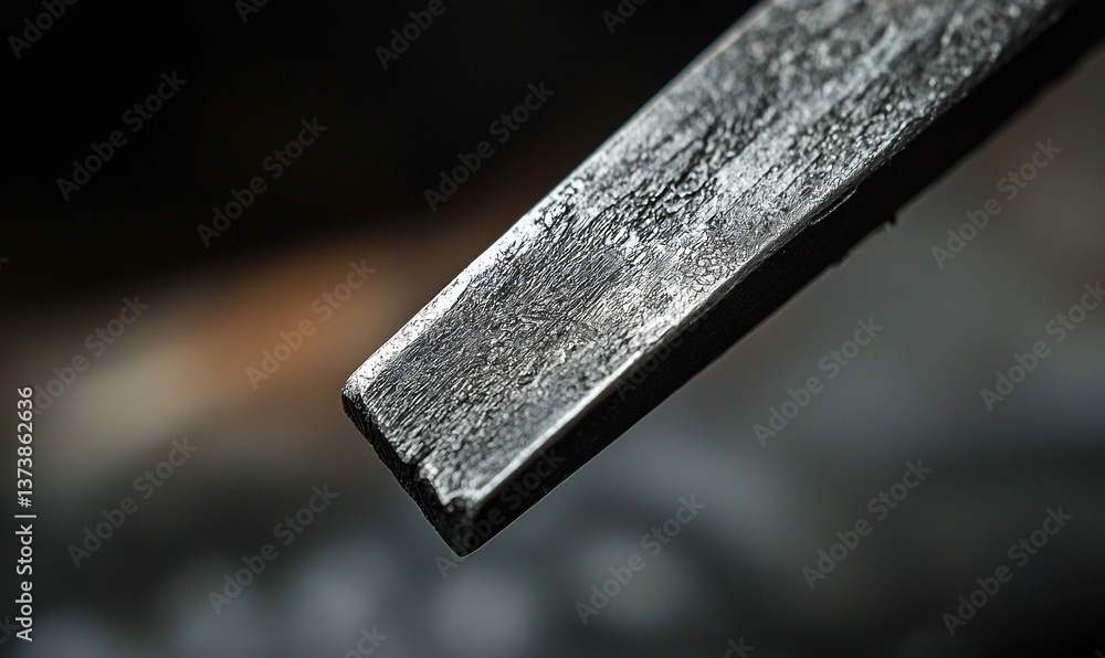 Aufkleber a macro shot highlights the sharp edge and textured surface of a sturdy steel chisel, a vital tool.