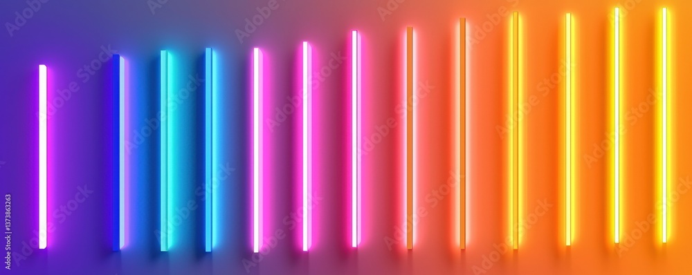 Poster successful project management timeline concept. vibrant neon lights arranged in a colorful gradient 