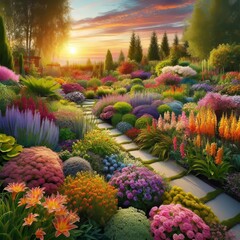 Perennial Garden A garden with a mix of perennials offering a dy