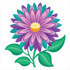Fototapeta premium Elegant Aster Flower Illustration Design