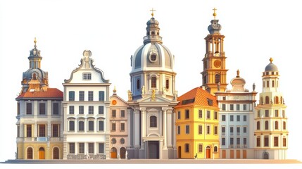 Fototapeta premium European Cityscape: A Row of Historic Buildings