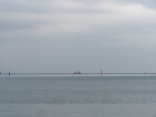 Horizon line seen from the seafront of La Spezia