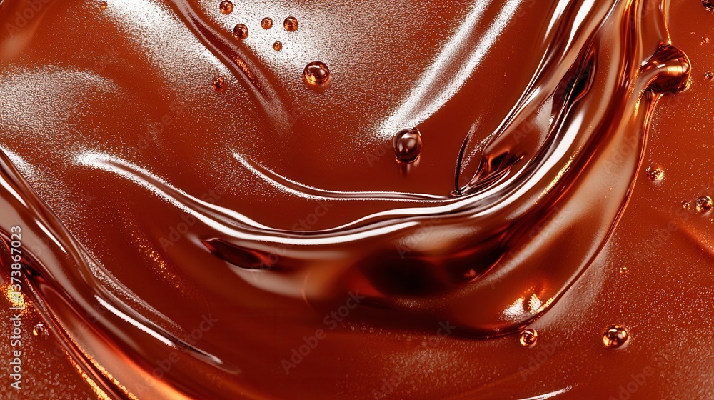 Aufkleber abstract 3d render of fluid liquid surface with bubbles and glossy texture