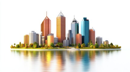 Fototapeta premium Colorful Cityscape on an Island: A Stunning Digital Illustration