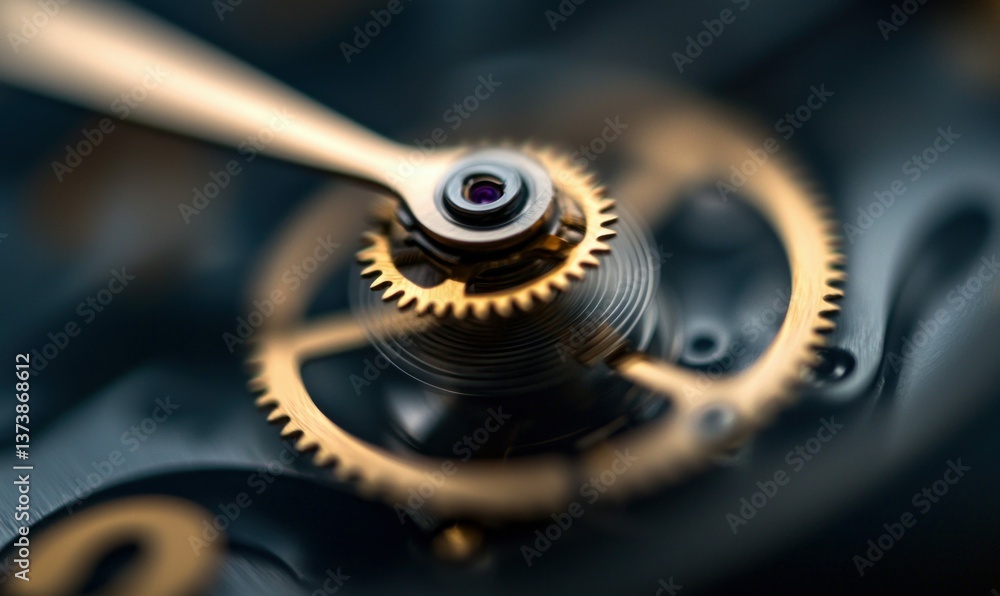 Poster a macro view displays the inner gears of a watch, highlighting its intricate mechanical components.