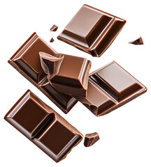 Fototapeta premium Pieces of dark chocolate with small broken bits