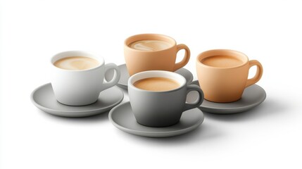 Obraz premium Four Coffee Cups in Different Shades of Color - A Delightful Morning Brew