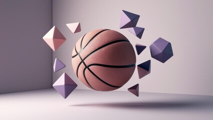 Minimalist Basketball Pastel Color 3D Render