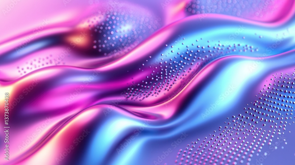 Poster abstract 3d render of fluid liquid waves in vibrant colors for background design