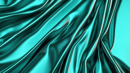 Obraz premium Abstract 3D Render of Liquid Fluid Waves in Shimmering Turquoise Background