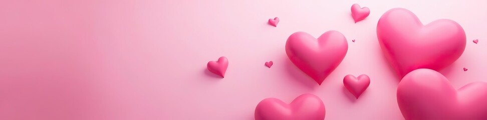 Abstract heart shapes in various sizes and shades of pink set against a soft pink background,  design,  bright