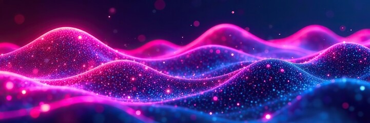 Abstract neon waves flowing in a digital cyberspace environment,  neon,  technology