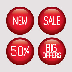 Buttons big offers sale-promotion set collection