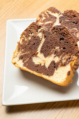 Homemade traditional marble pound cake