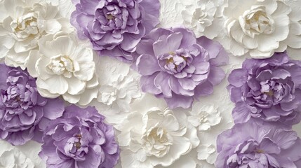 Fototapeta premium A serene tapestry of lavender and white blossoms: a textured floral dreamscape in soft hues.