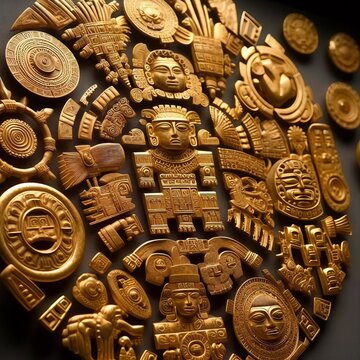 Gold artifacts from the Muisca Moche and Mixtec civilizations hi